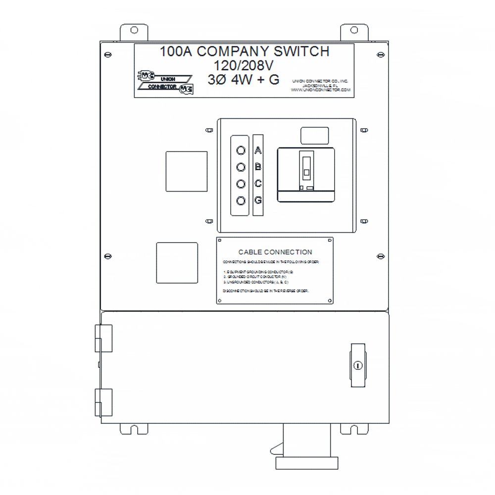 Company Switch w/ Pin & Sleeve w/ Connection Chamber 100 Amp Union